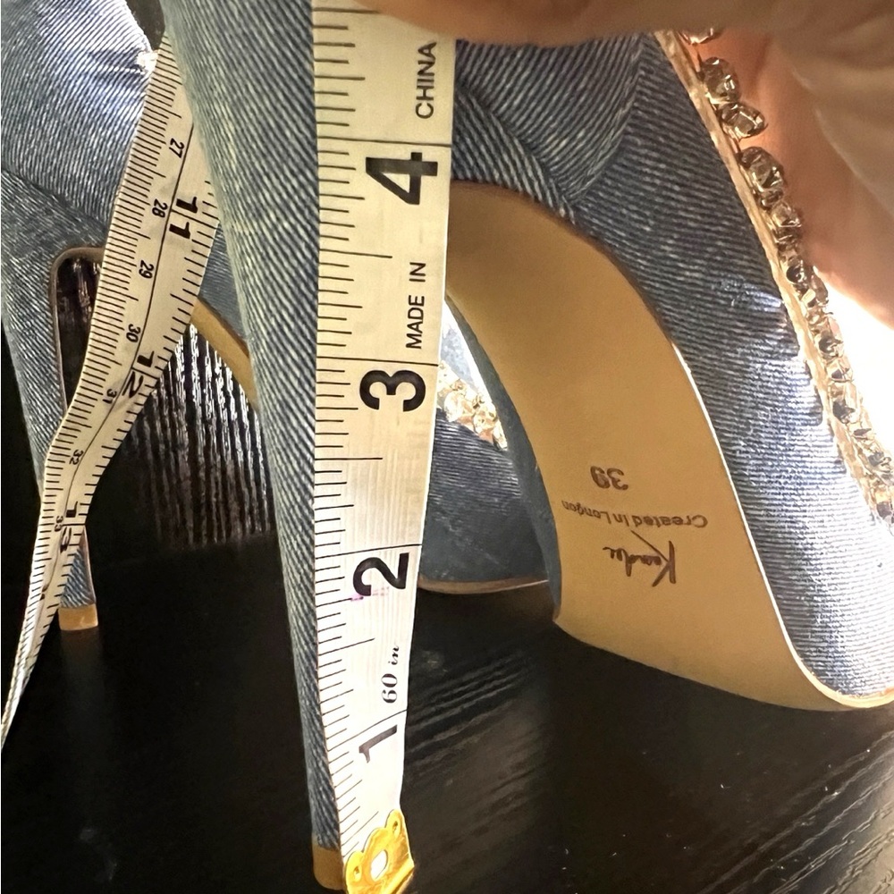 Kandee Denim Rhinestone Pumps Heels Size 39 (US 8.5) - Picture 3 of 10